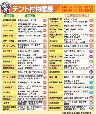 第38回上杉雪灯篭まつりテント村物産展出店者一覧!美味しいものたくさん!