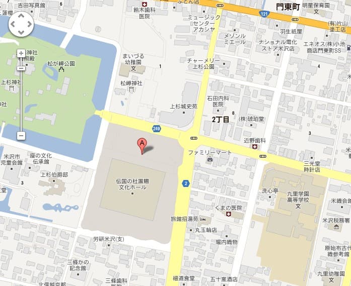 上杉雪灯篭まつり会場位置図-グーグルマップ-