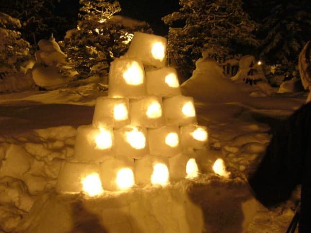 〔平成20年の情報〕取材用に雪ぼんぼり製作、点灯!